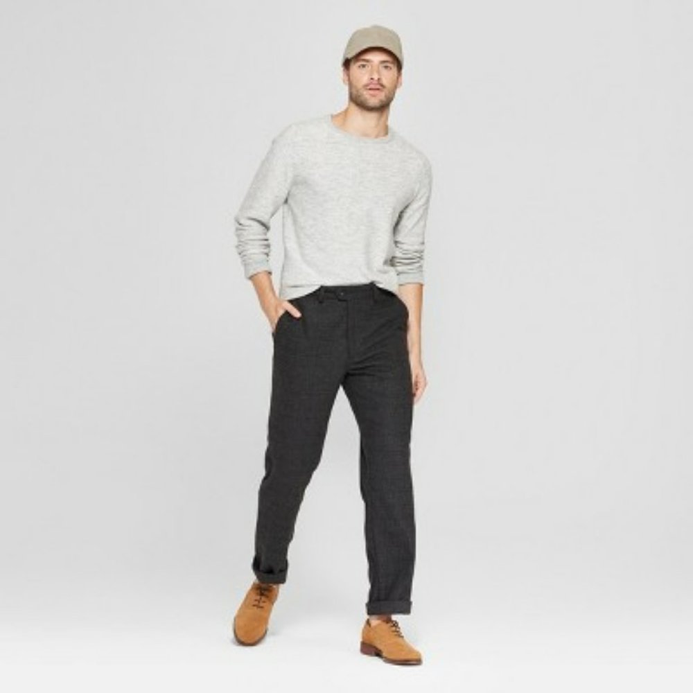 Men's Plaid Slim Fit Lightweight Trouser - Goodfellow & Co